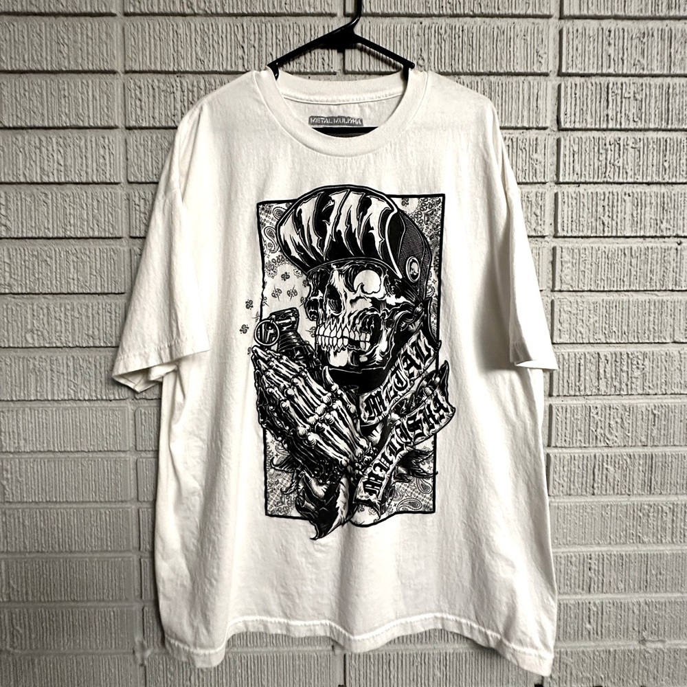 Mens, white Metal Milisha 2XL T-shirt